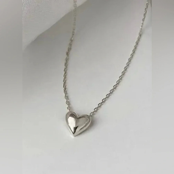 925 Sterling Silver 14k Gold Necklace Heart Shape pendant - Picture 5 of 12